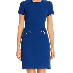 Karl Lagerfeld Blue Scalloped Dress Women’s 6 NWT